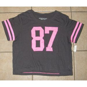 NEW NWT Dark Gray Sz Large Soft Stretchy Lightweight Cropped Top AEROPOSTALE